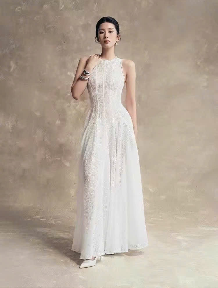 Đầm thiết kế dài maxi sát nách chất ren 2 lớp cực đẹp Màu Đen 5556