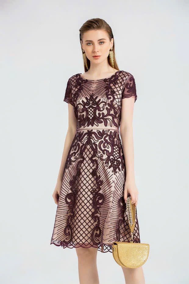 Beaded dress wine red 230