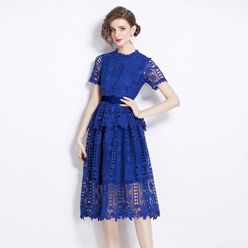 Đầm ren xanh cao cấp kèm belt 5814