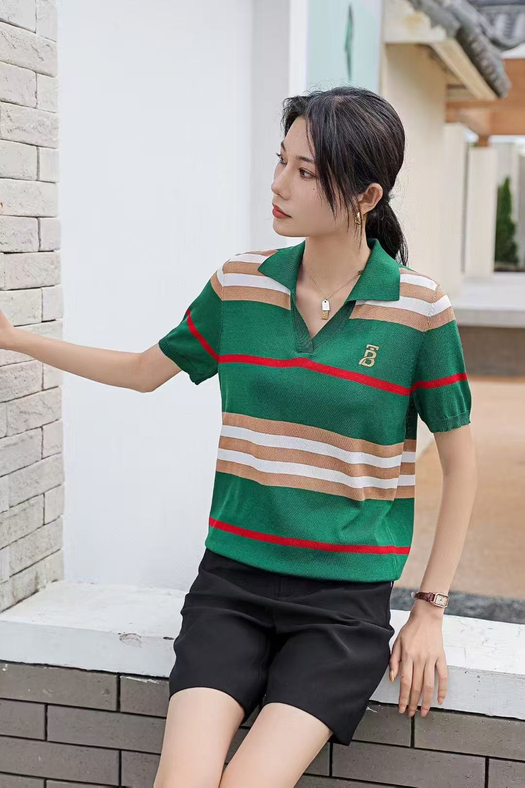 Áo BB sọc ngang xịn Màu Xanh lá 6289