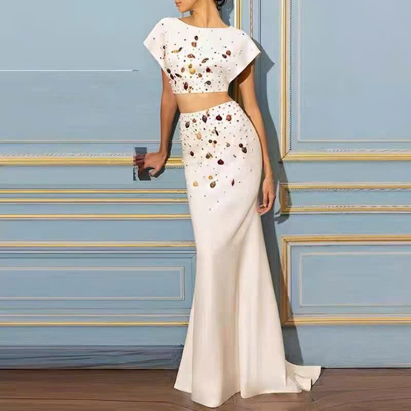 Set váy trắng đính sò sang chảnh 5837