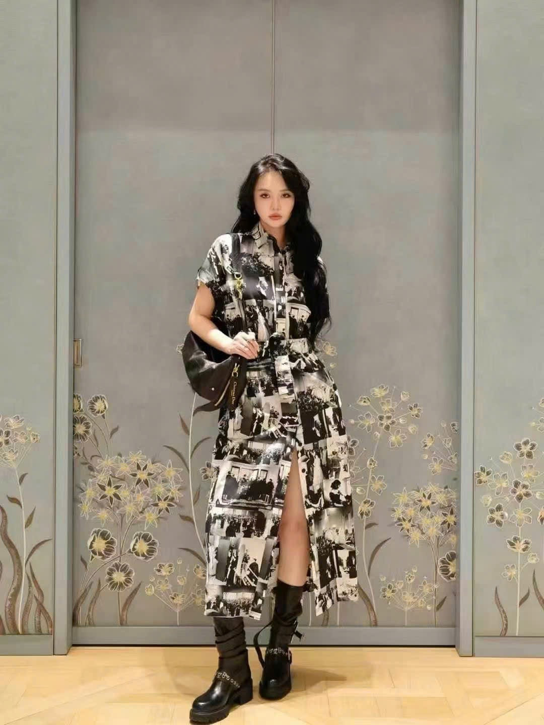 Đầm maxi trắng đen thời trang 5326