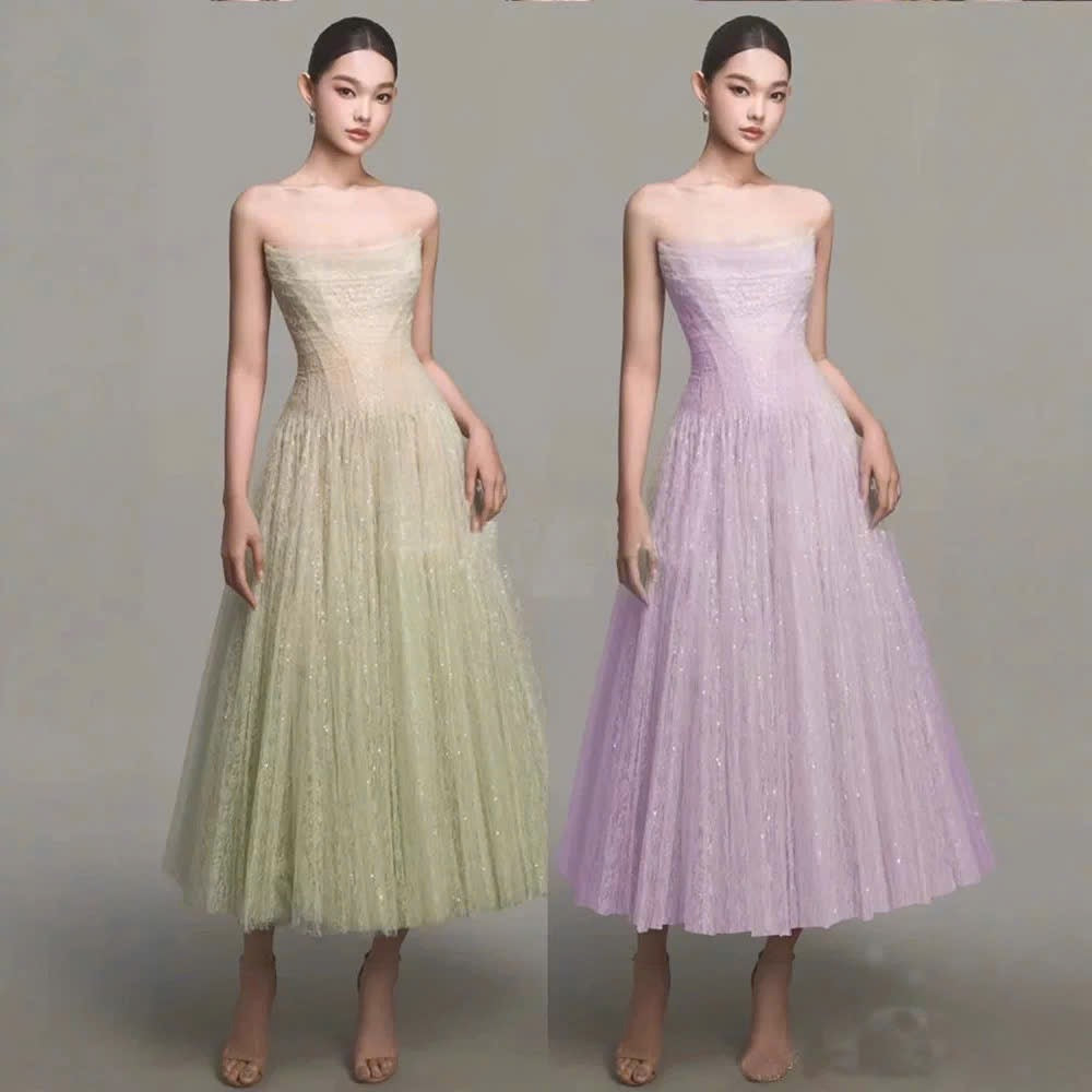 Đầm quây ren tím quý cô sang chảnh 6323