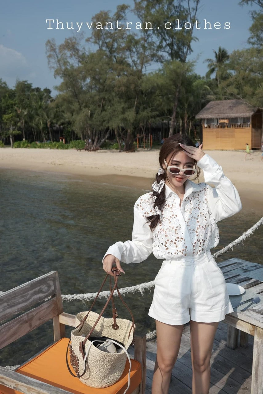 Sét sơmi ren kèm quần sọt 223