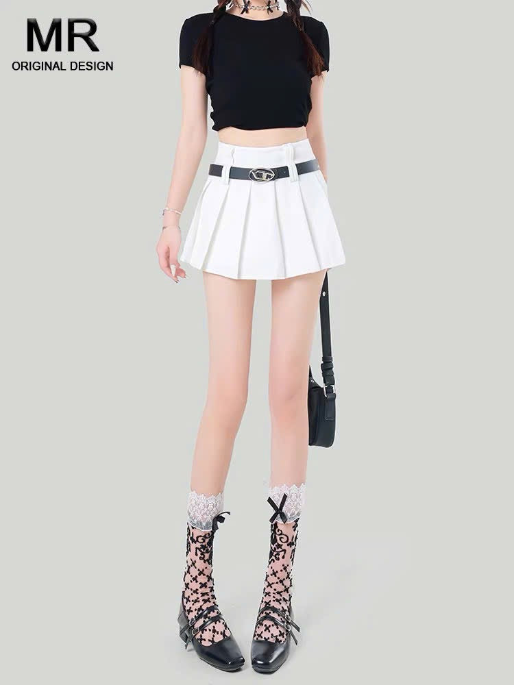 Chân Váy Xếp Ly MÀU XÁM Kèm Belt D 6665 (3560 cũ)