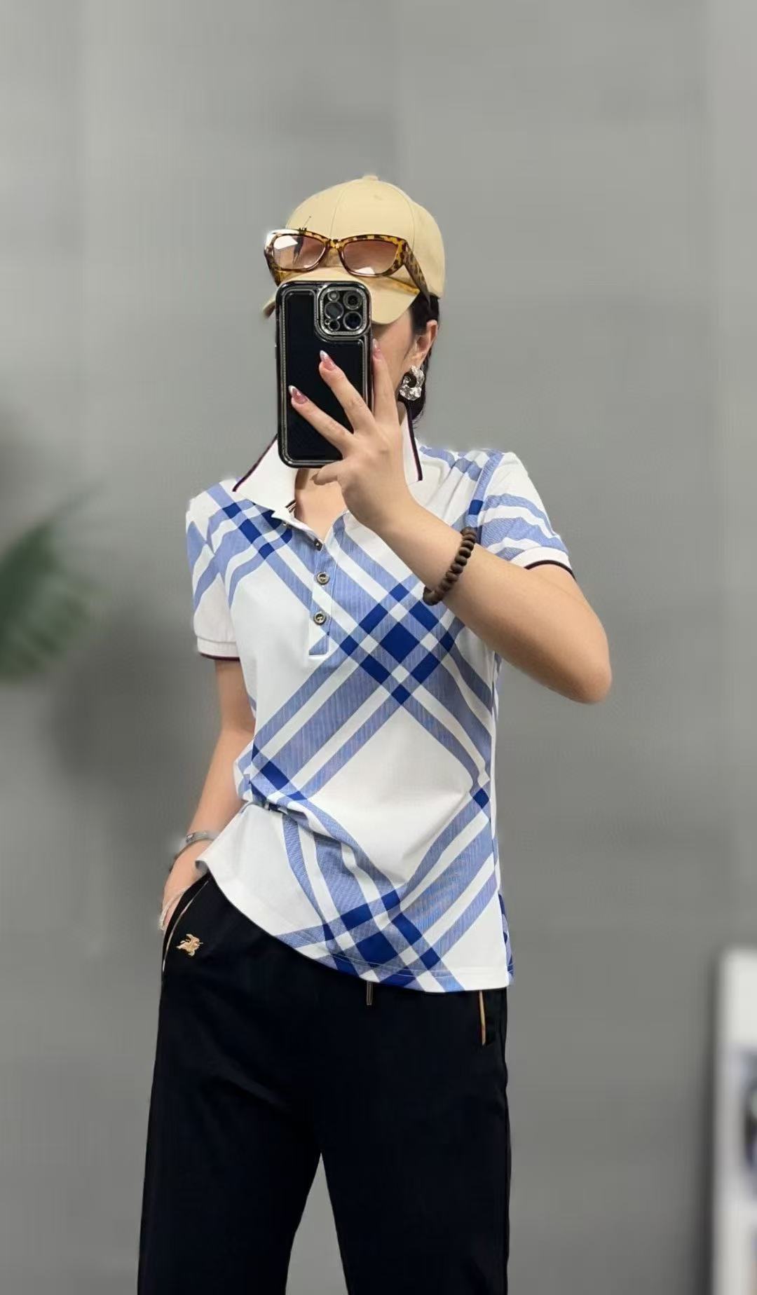 Áo BB cổ bẻ sọc chéo trắng xanh xịn 6282