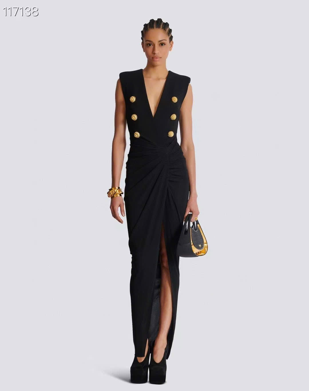 Đầm sát nách dài xẻ đùi sexy 5846