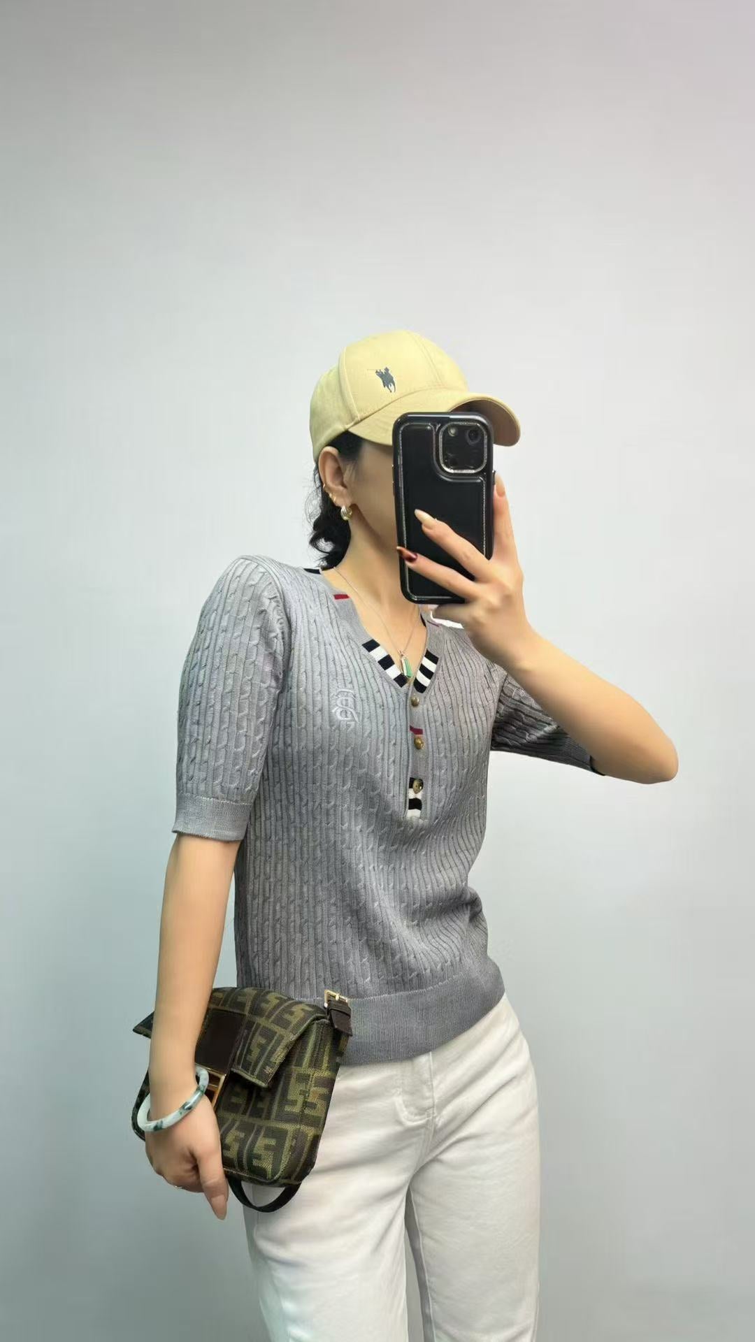 Áo Bb cổ tim viền cổ Màu Xám 7845