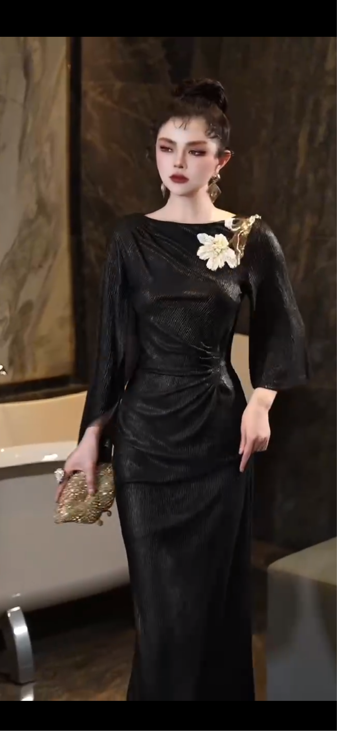 Đầm kim sa đi tiệc siêu sang trọng MÀU ĐEN 5144