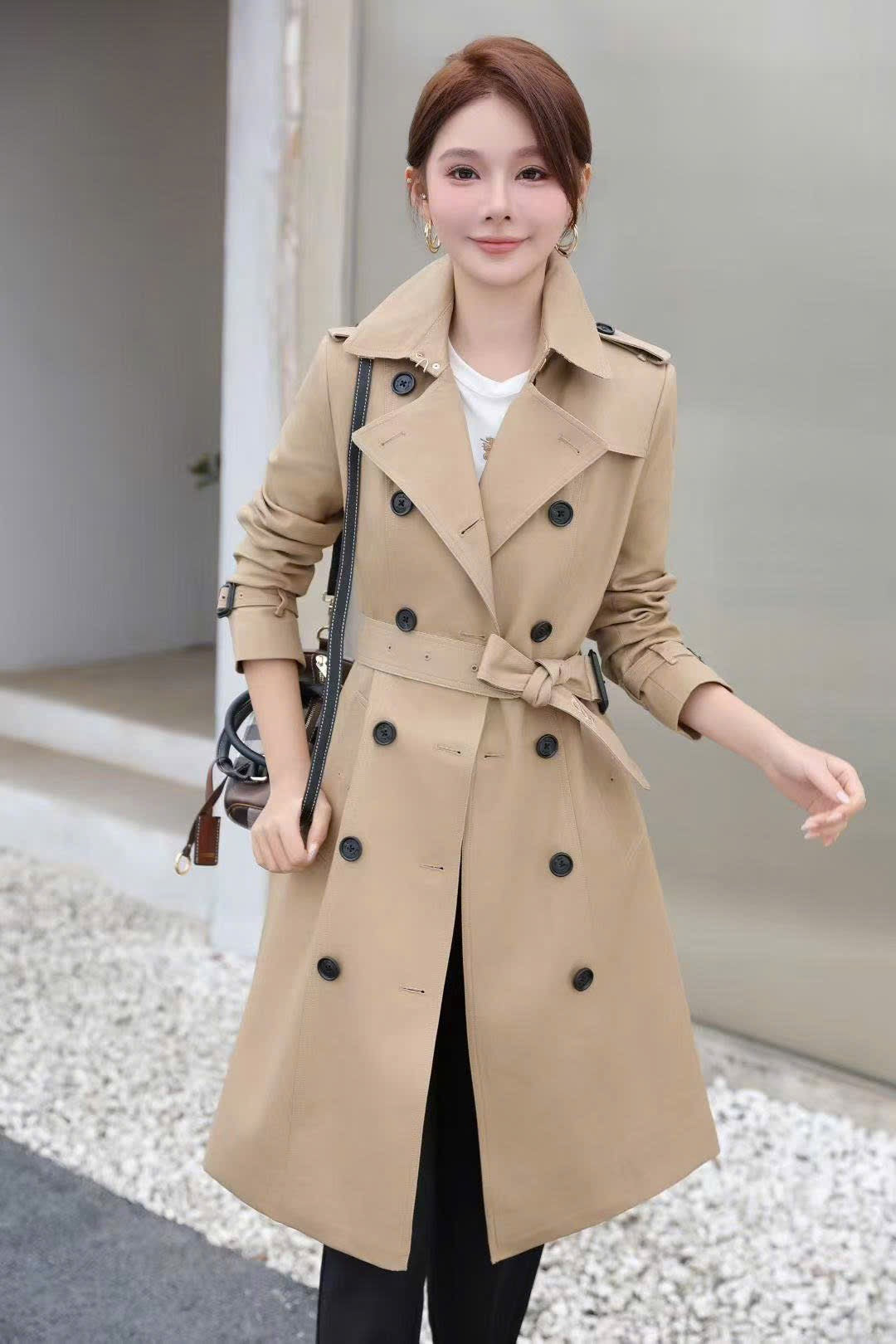 Áo BB jacket 6688 sọc kèm dây belt Màu Nude 7325