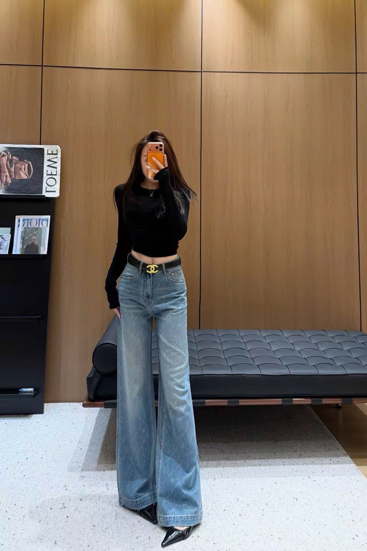 Quần Jeans CC caro kèm belt 7880