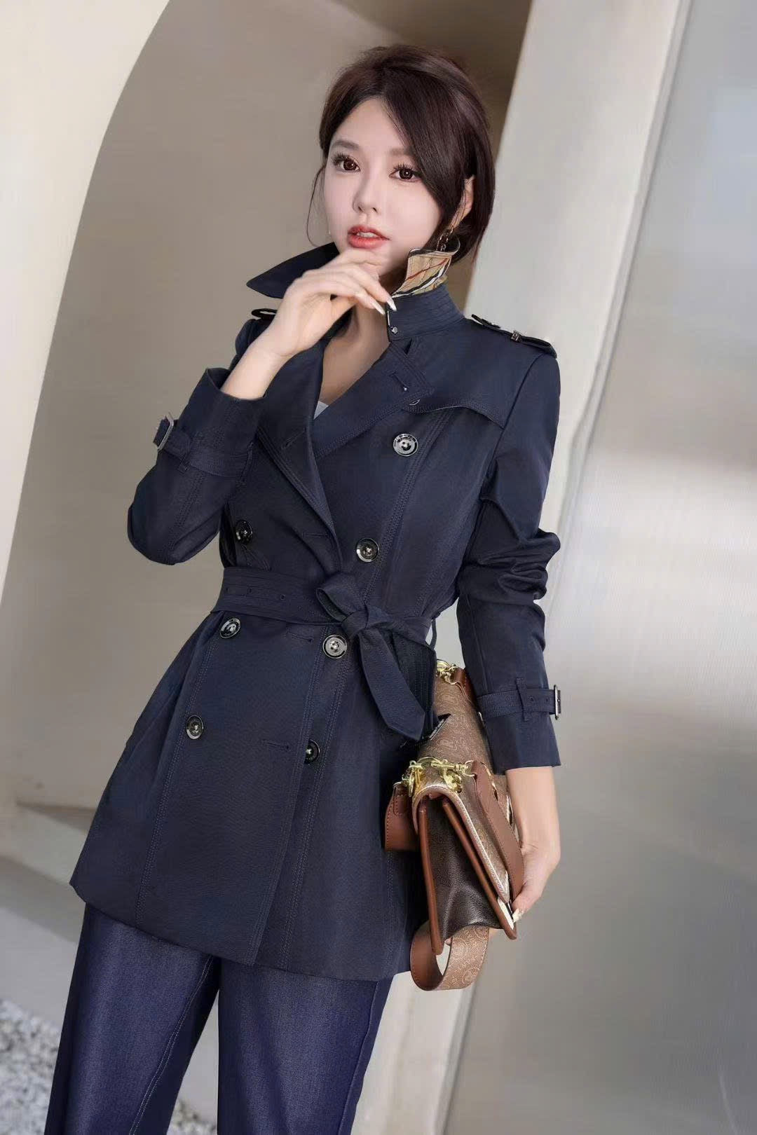 Áo BB Khoác cổ vest ngắn kèm belt Màu Nude 7378