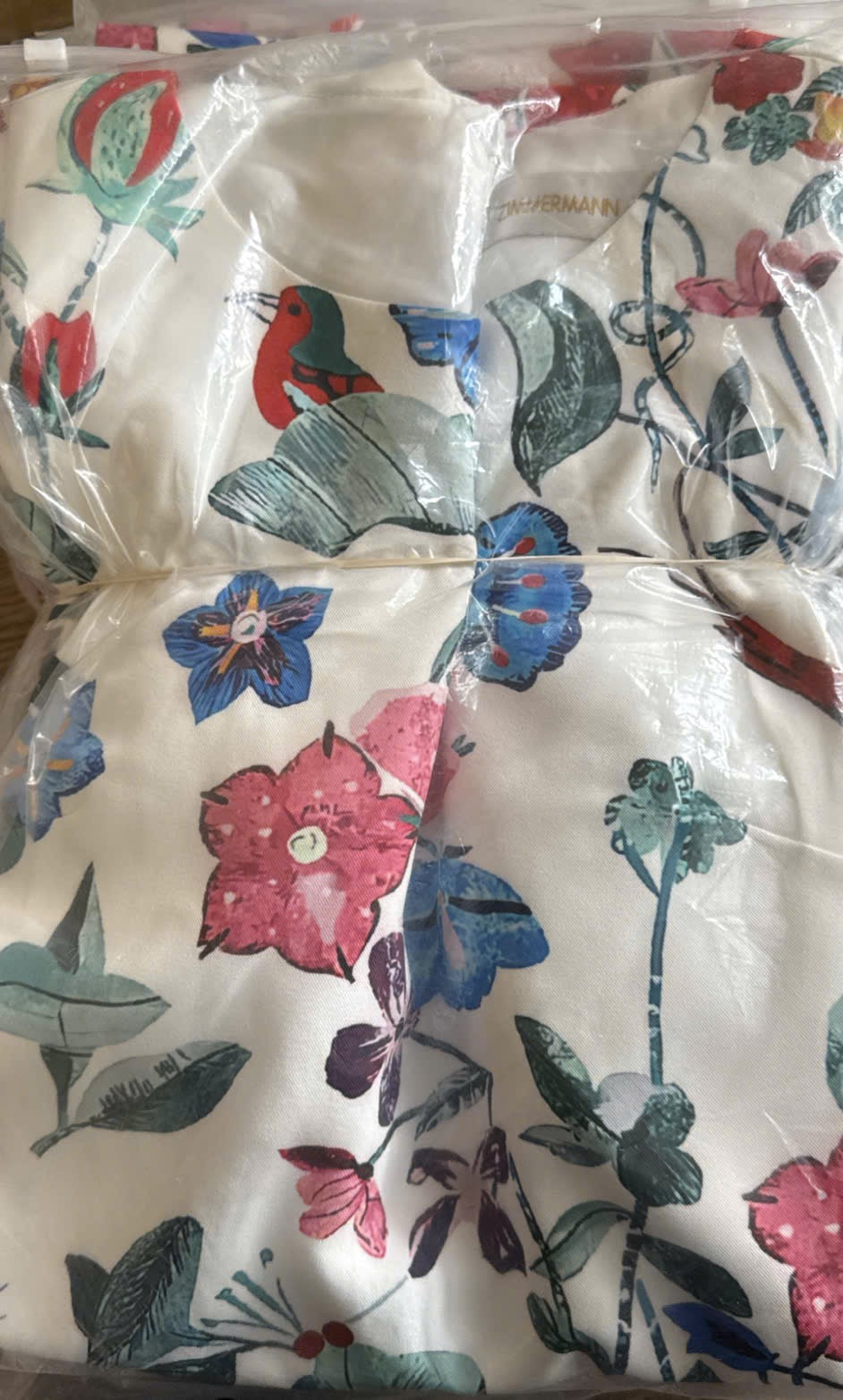 Đầm suông lụa hình chim và bông hoa nhiều màu 7359