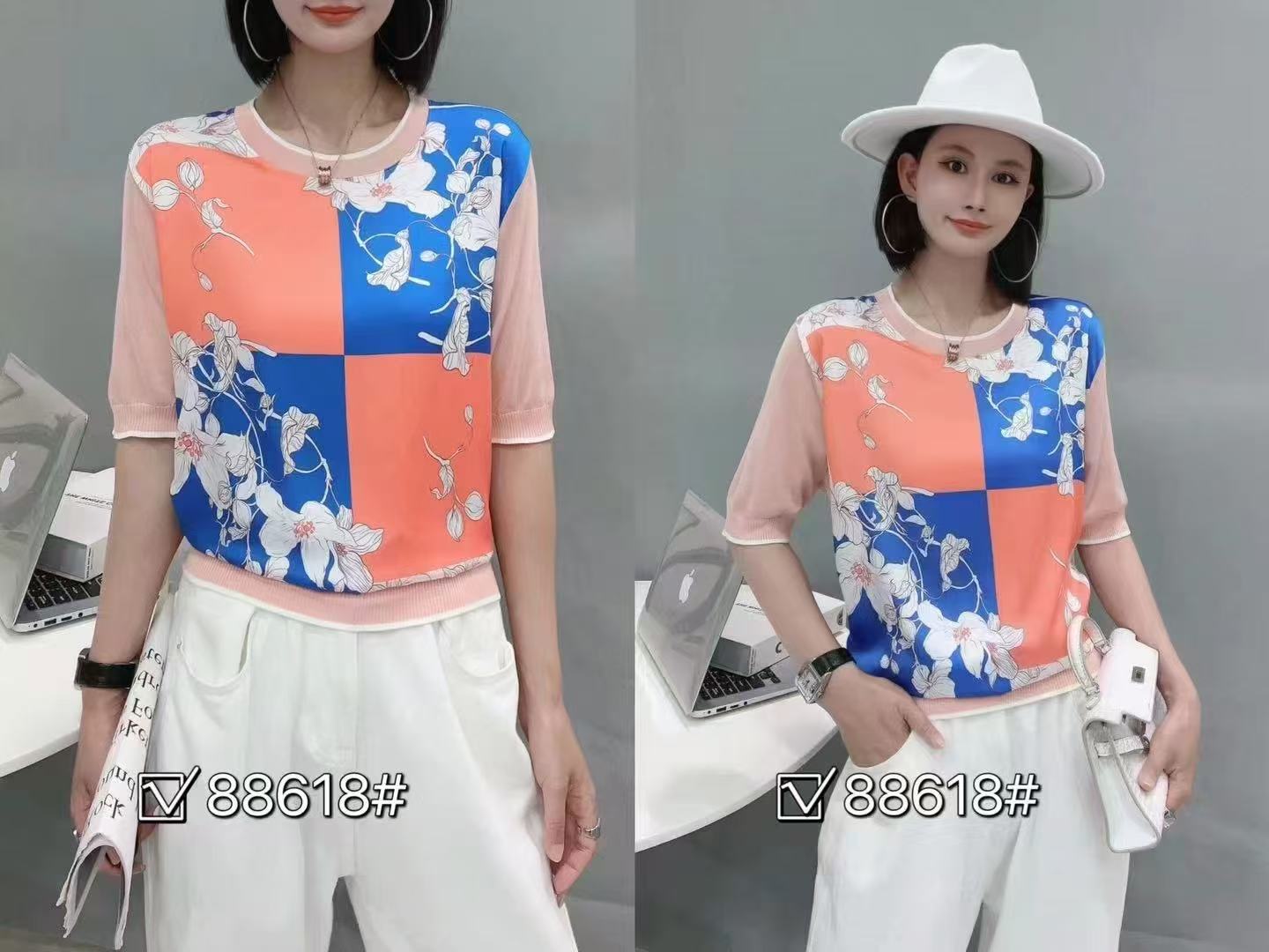 Áo Montoghi phối lụa mềm đẹp hoạ tiết xanh cam