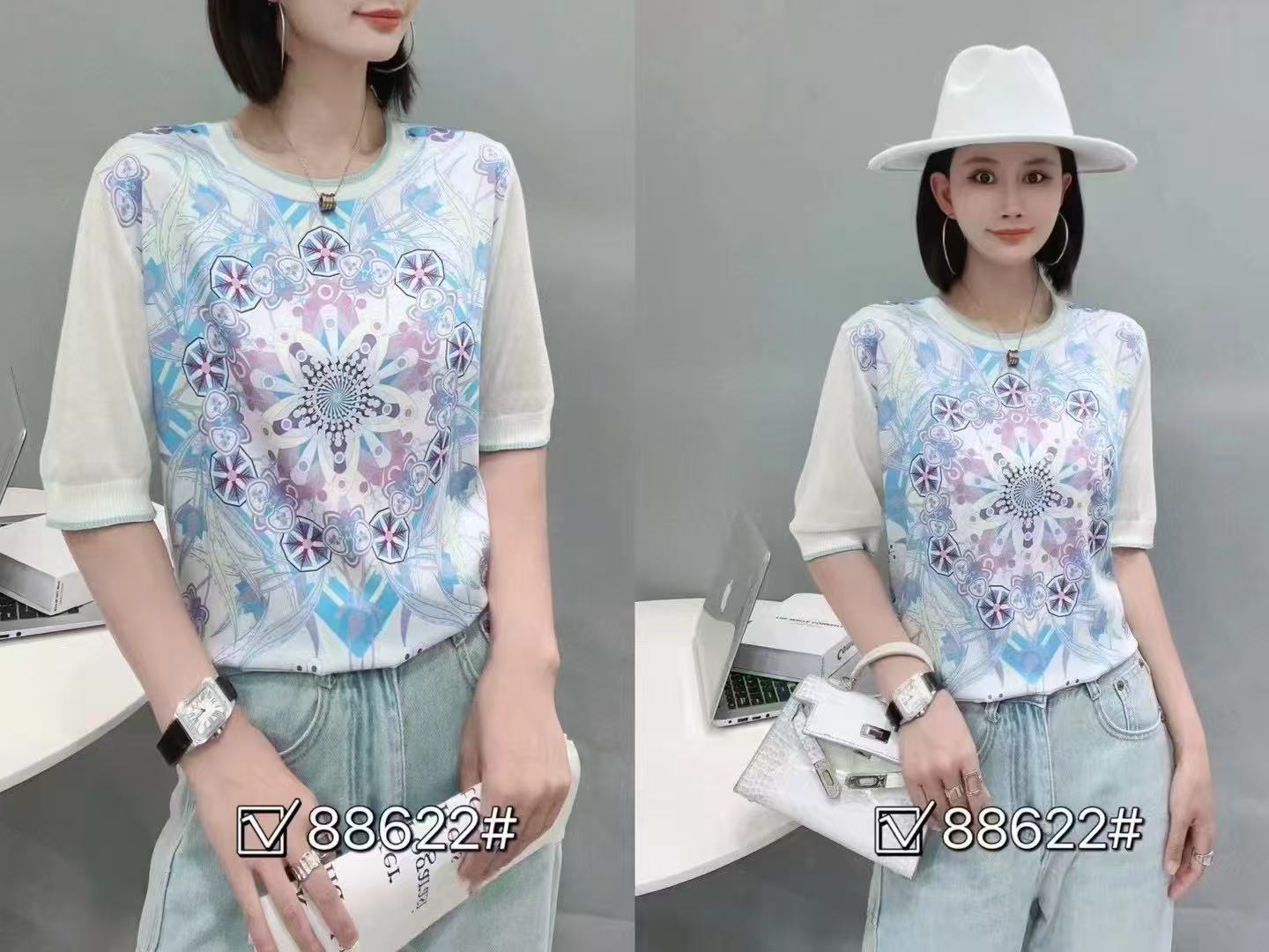 Áo Montoghi phối lụa mềm đẹp hoạ tiết vòng tròn