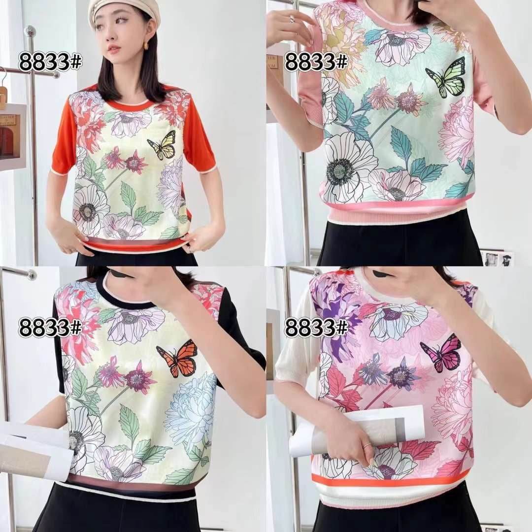Orange butterfly silk sweater 2116