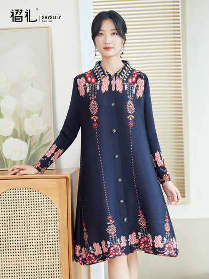 Đầm thun nhún xếp li dáng suông che khuyết điểm bông trắng 5122