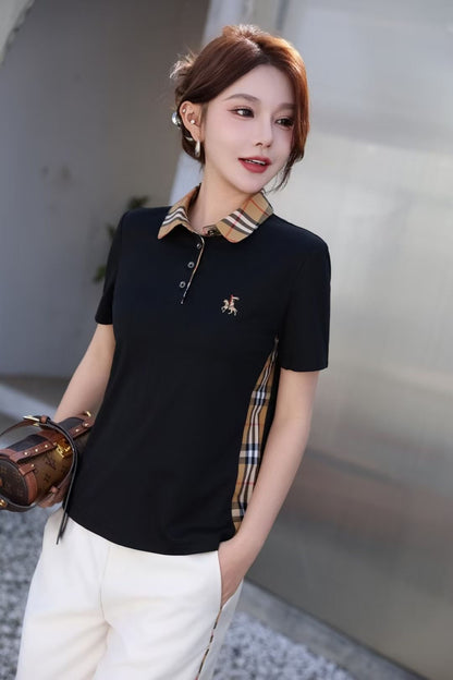 Áo BB cổ bẻ sọc sườn Màu Đen 6292