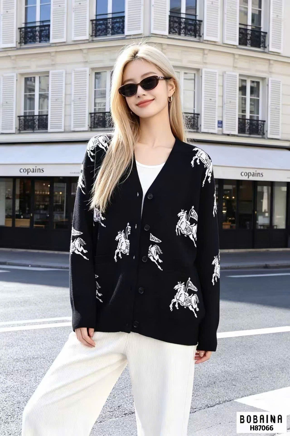Áo khoác len BBR dệt ngựa full áo Màu Đen 9679