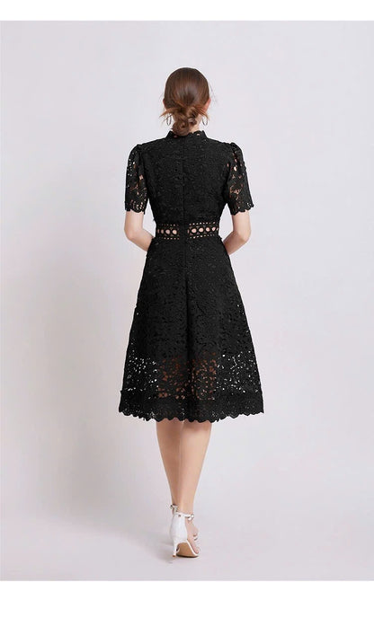 Đầm ren liền viền eo xịn MÀU ĐEN 6062