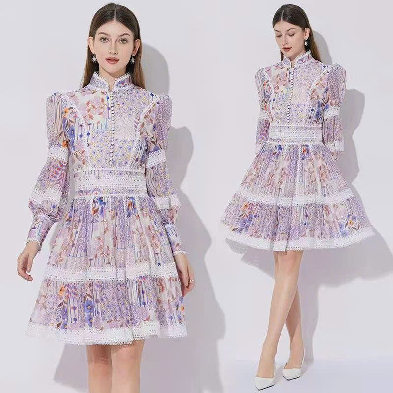 Đầm voan lụa cổ sơ mi ngắn tay dài kèm dây cột Màu Xanh Lá 6332