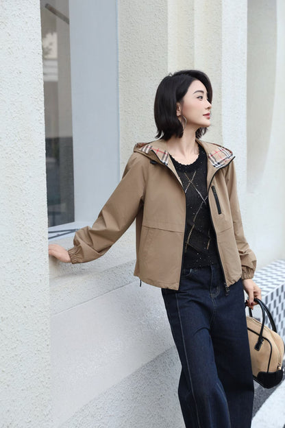 Áo Bb chất gió có nón dáng ngắn Màu Nâu 7568