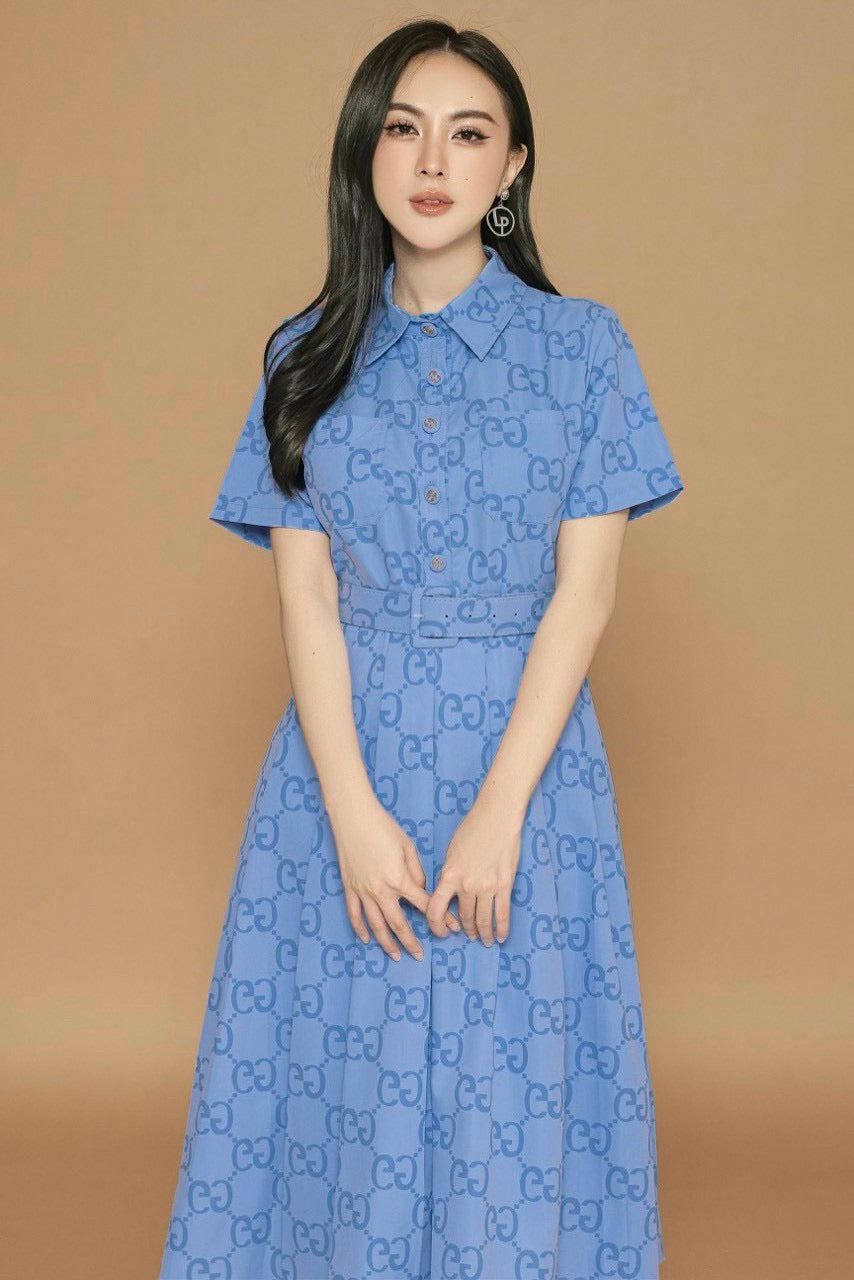 GG Blue Dress with belt  104