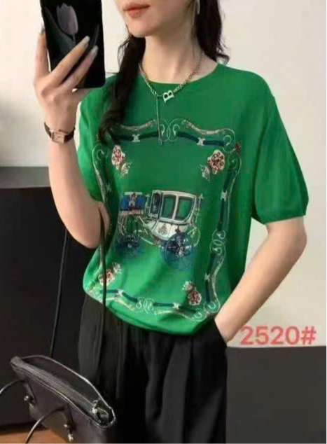 Áo montoghi hoạ tiết xe ngựa MÀU XANH 6834