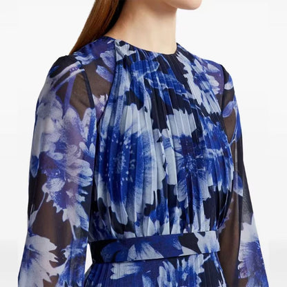 Đầm lụa dài maxi bông xanh dương mềm mại 6784