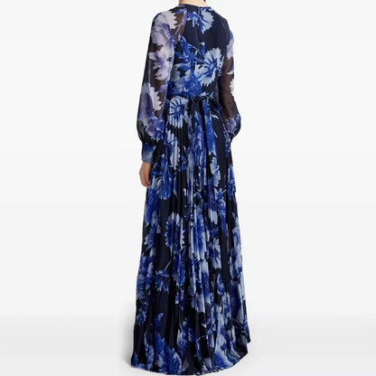 Đầm lụa dài maxi bông xanh dương mềm mại 6784