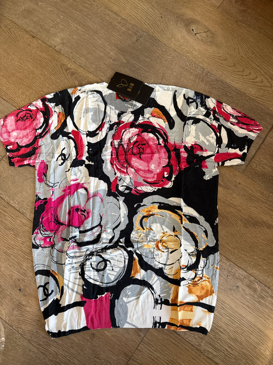 Áo montoghi hoạ tiết bông hoa hồng Cc 6825