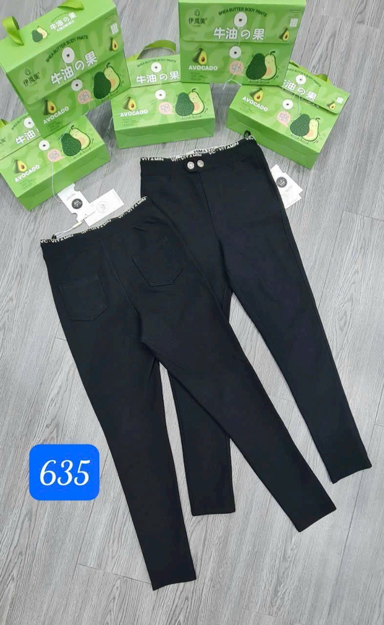 Quần legging bơ cạp cao 2 nút