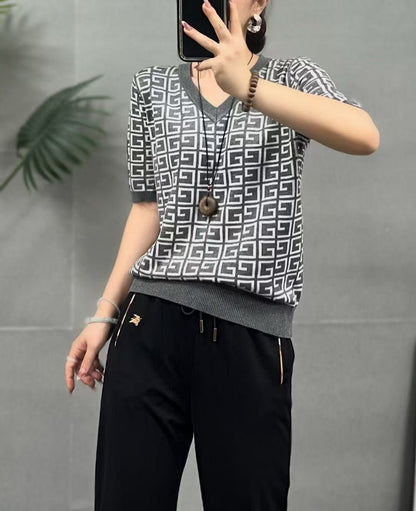 Áo Bby cổ tim hoạ tiết Màu Xám 6681