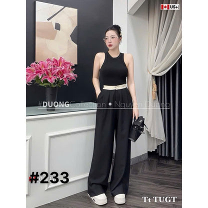 Quần suông cạp chữ Miu màu Nude 3678