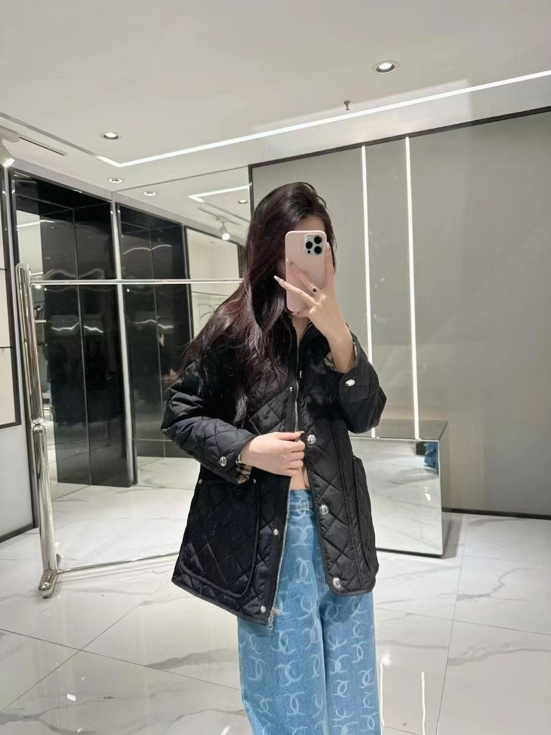Áo Bb phao 5110 dáng dài kèm nón thun eo Màu Đen 7574