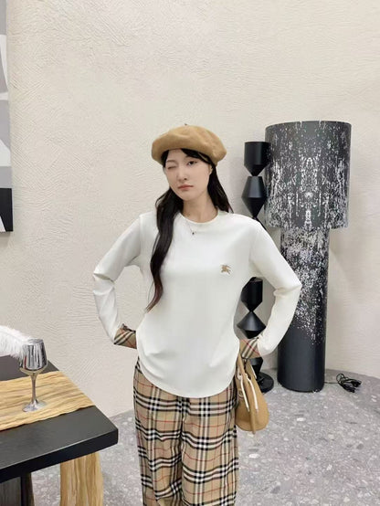 Áo Bb thun cotton tay dài phối sọc Màu Trắng 7513