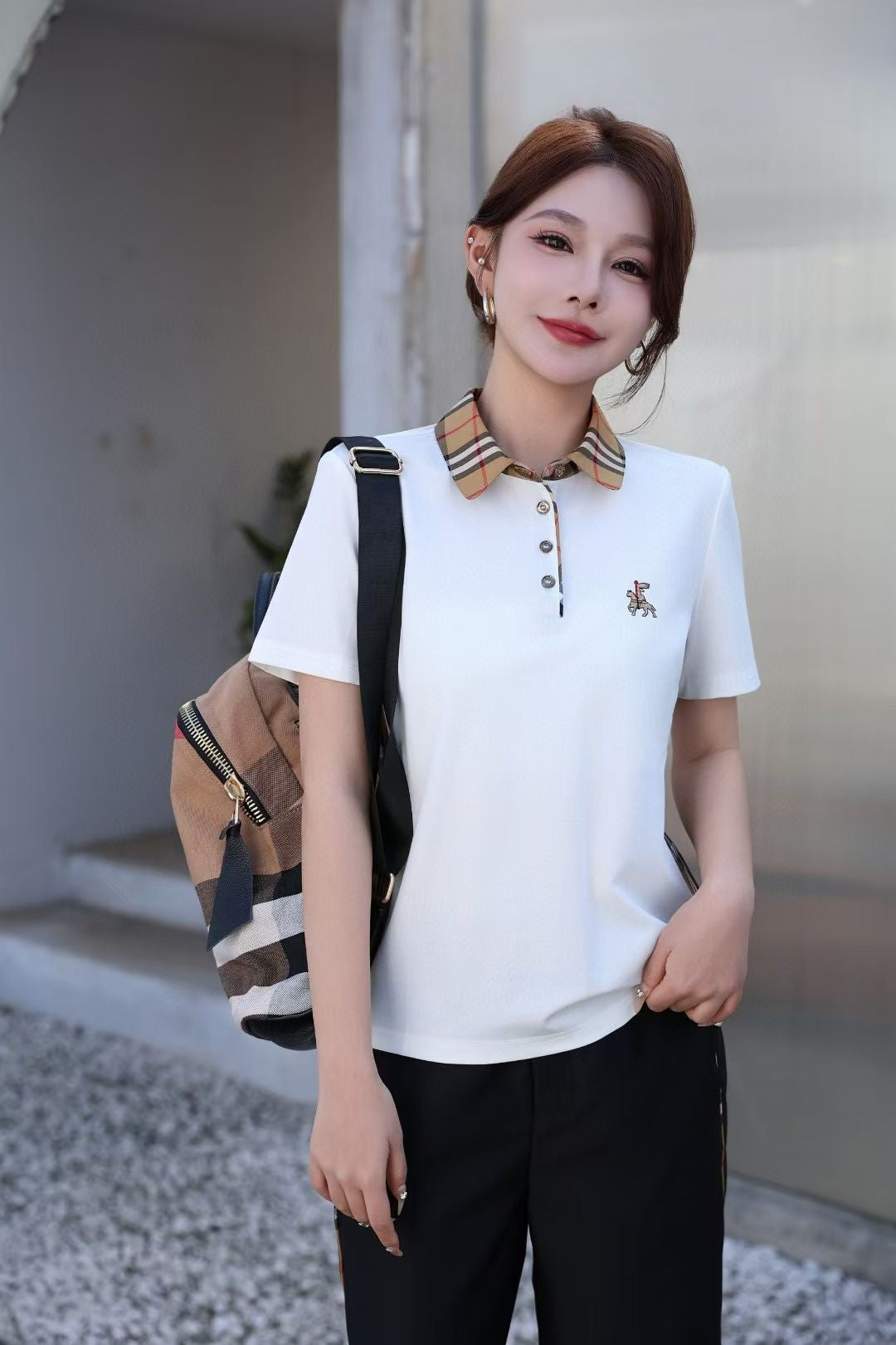 Áo BB cổ bẻ sọc sườn Màu Đen 6292