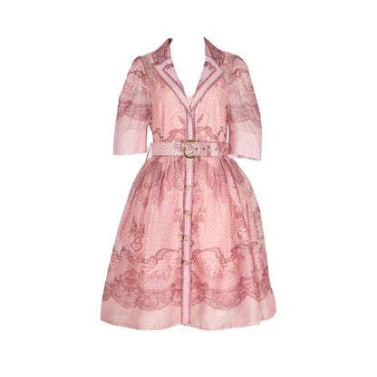 Đầm thiết kế cao cấp cổ sơ mi kèm belt Màu Xanh 6808