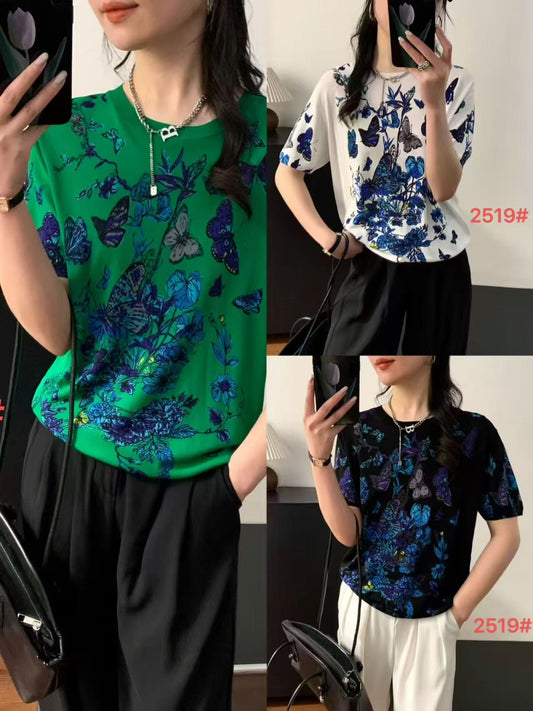 Áo Montoghi hoạ tiết bướm Màu ĐEN 7891