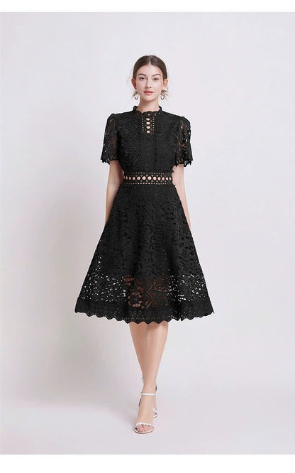 Đầm ren liền viền eo xịn MÀU ĐEN 6062