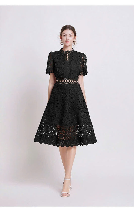 Đầm ren liền viền eo xịn MÀU ĐEN 6062