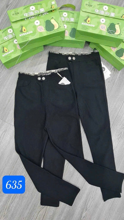 Quần legging bơ cạp cao 2 nút