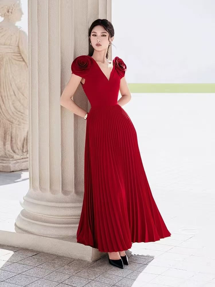 Đầm đi tiệc siêu sang trọng bông hai vai Màu Đen 6819