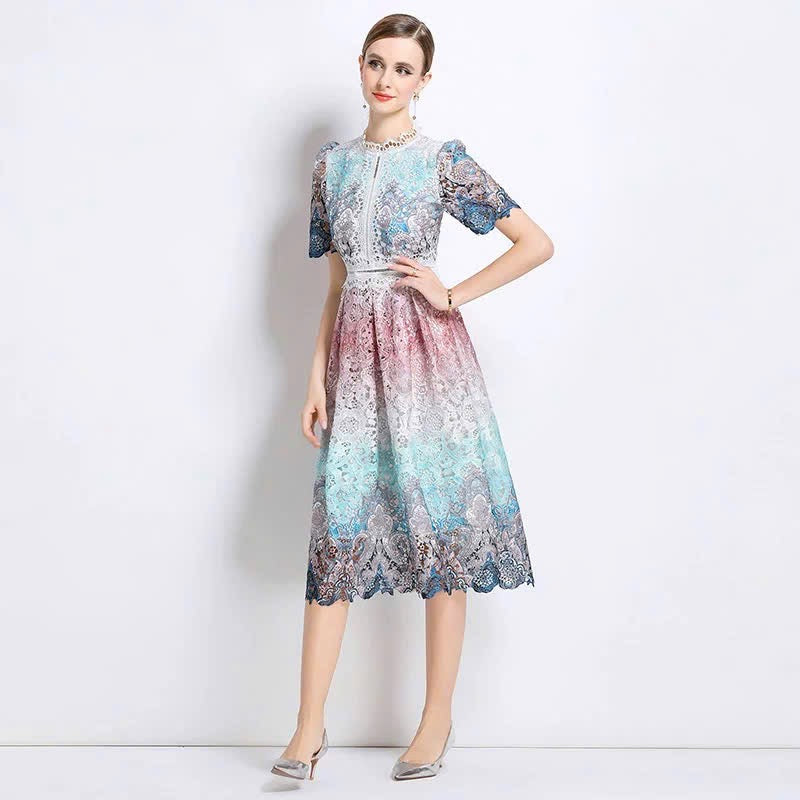 Đầm ren loang nhiều màu 6309