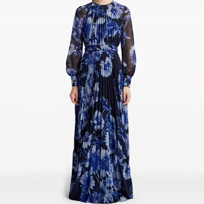 Đầm lụa dài maxi bông xanh dương mềm mại 6784