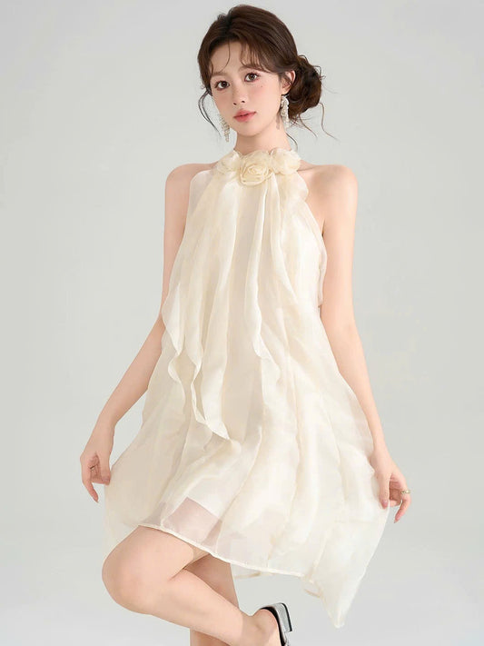 Đầm voan sát nách bèo hoa  viền cổ nàng thơ 6316