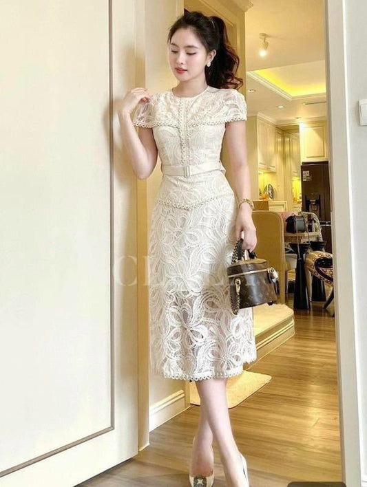 white lace dress cream  221