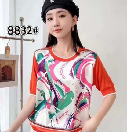 Áo len lụa loang Màu Cam 2314