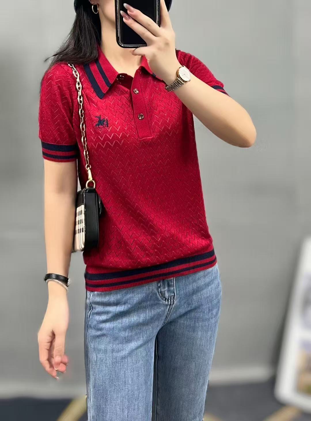 Áo Bb tay ngắn cổ bẻ trơn Màu Đỏ 7848