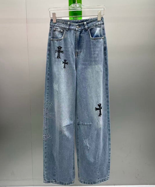 Quan Chrom jean xanh suong logo Den 8320